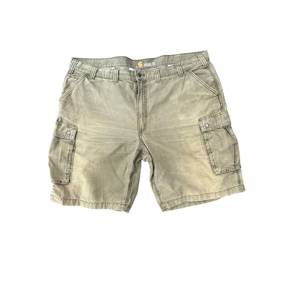 Carhartt Mens Relaxed Fit Utility Shorts Size 46 Khaki Cotton Cargo Pockets